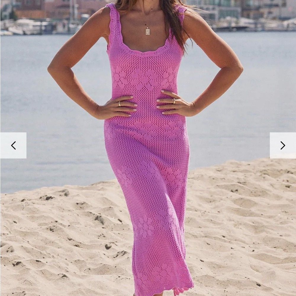 saltwater LUXE Lavender-Pink Crochet Maxi Coverup Dress Size S